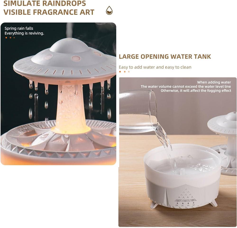 Rain Drop Mushroom Humidifier, Timing Colorful Night Light Essential Oil Diffuser, Ultrasonic RC Atomization Air Freshener, Relax Cloud Rain Diffuser, Airwall Air Humidifier, 300ml Humidifier with Timing Function for Home Office Rain Drop Mushroom Humidifier, Timing Colorful Night Light Essential Oil Diffuser, Ultrasonic RC Atomization Air Freshener, Relax Cloud Rain Diffuser, Airwall Air Humidifier, 300ml Humidifier with Timing Function for Home Office
